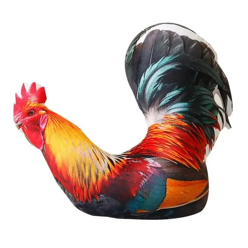 Rooster Plush Throw Pillow Lifelike 3D Print Soft Fluffy Comfortable Cushion for Office Chair Decor Rest Pillow for Workers