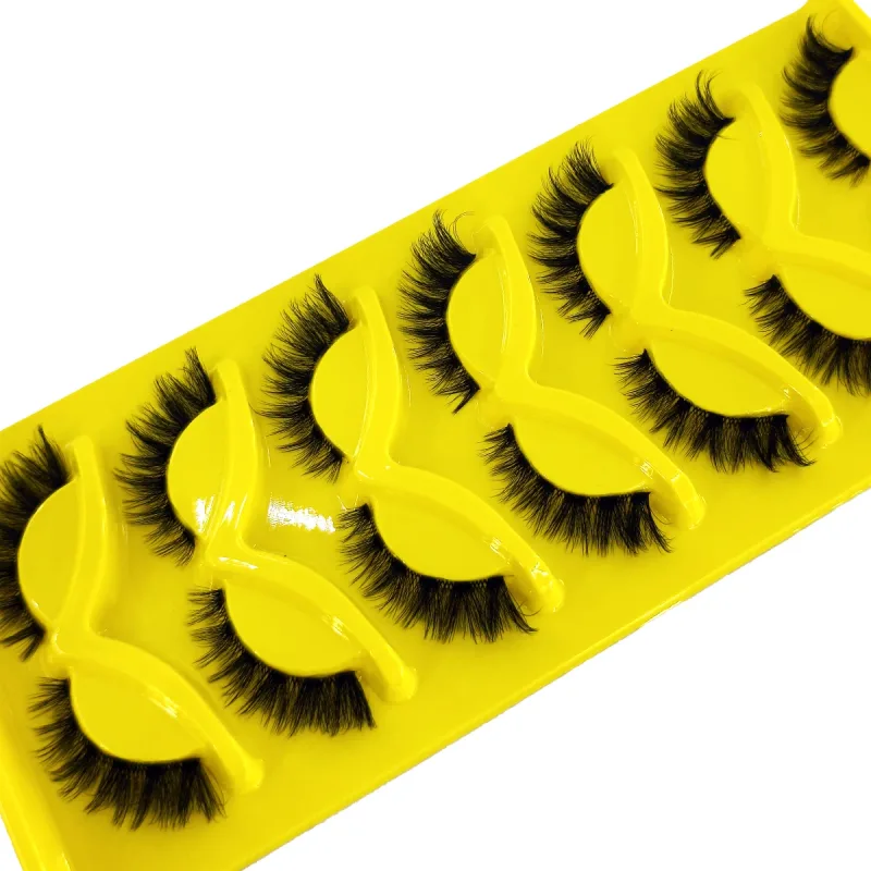 HBZGTLAD7pairs Fox Eye Lashes Wispy Faux Mink Lashes Volume Fairy Cat Eye Lashes That Look Like Extensions Spiky Fake Eyelashes
