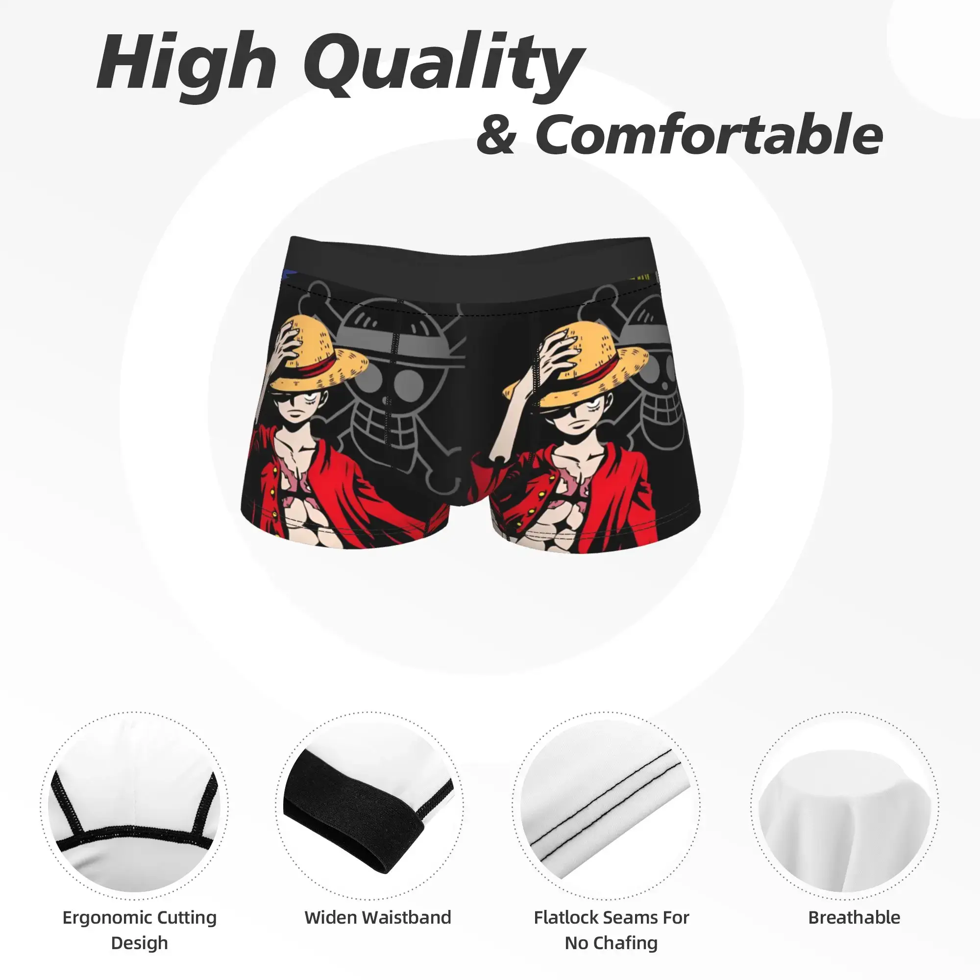 One Piece Monkey D Luffy Skull Men Underwear Boxer Briefs Shorts Panties Novelty Mid Waist Underpants for Homme Plus Size — image 1