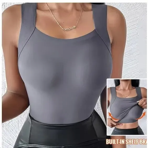 Sexy Sleeveless Tank Tops Women Casual Vest Crop Camisole Seamless Sports Underwear with Chest Pads Summer Female Bra Lingerie