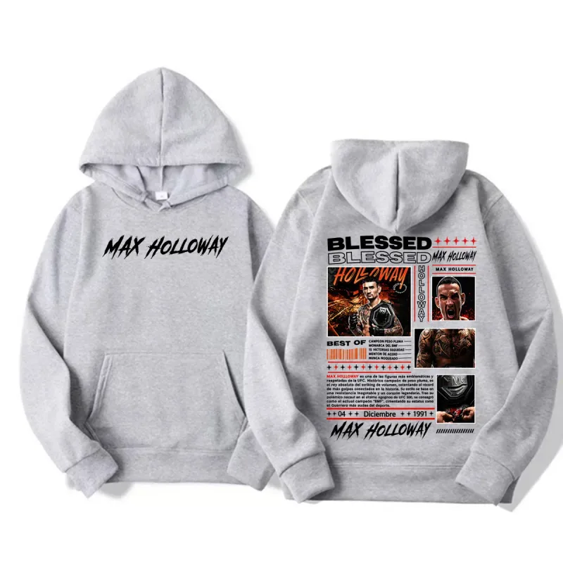 Max Holloway Blessed Vintage Graphic Hoodies Men Women Fashion Violence Aesthetic Sweatshirt Casual High Quality Pullovers Hoody