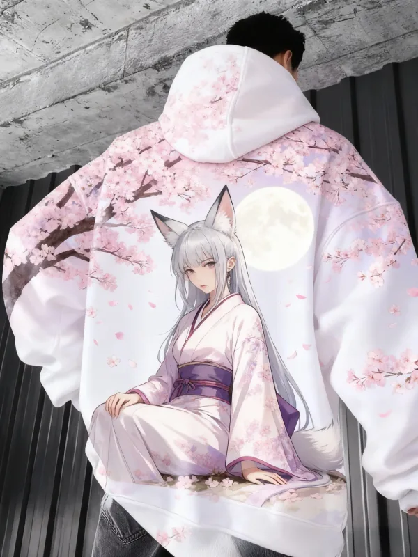 2026 Hot Anime girl back pattern Sweatshirt Casual Long Sleeve Hooded Pullover 3D Printing Top Fashion Oversized Men's Hoodies