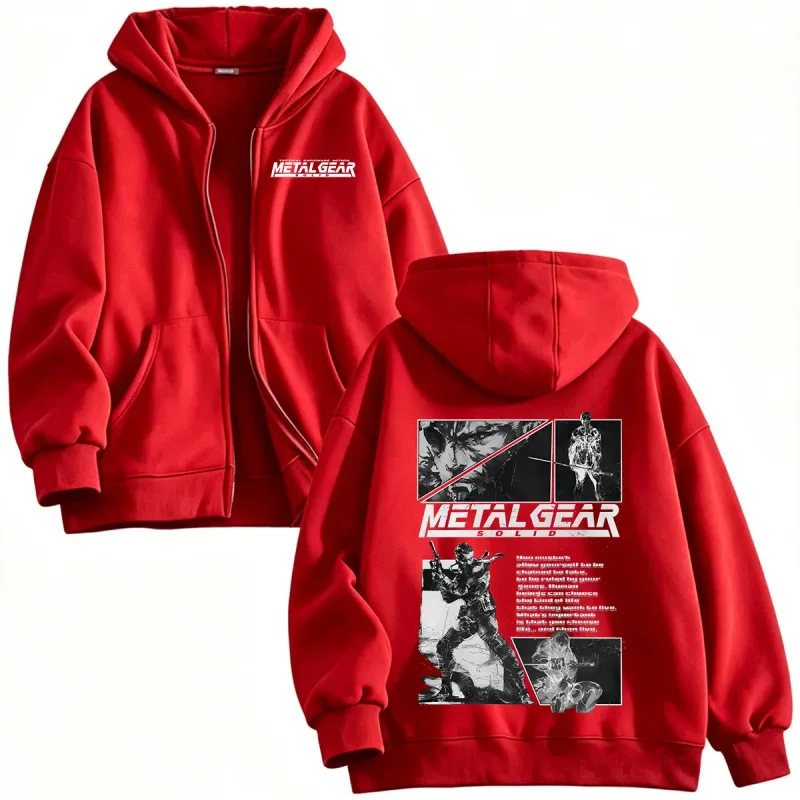 MGS1 METAL GEAR SOLID Raiden Solid Snake Zipper Hoodies Men's Women Clothing Fashion Zip Up Hooded Sweatshirts Jackets Coat