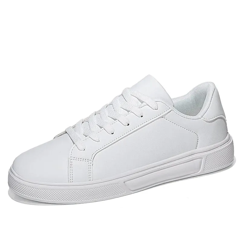 Men's White Natural Leather Sneakers with Flat Bottom Casual Shoes Light Walking Sneakers Simple Daily Student Shoes Women 36-45 — image 6