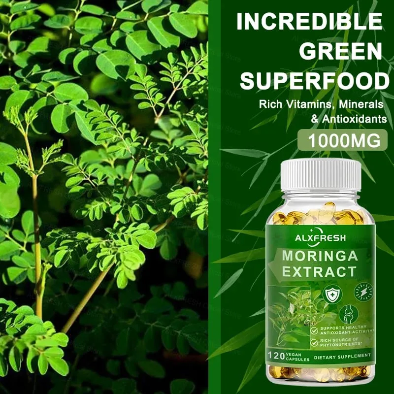 Moringa Capsules Support Blood Sugar Cardiovascular Health Promote Digestion Metabolism Improve the Intestines Relieve Fatigue