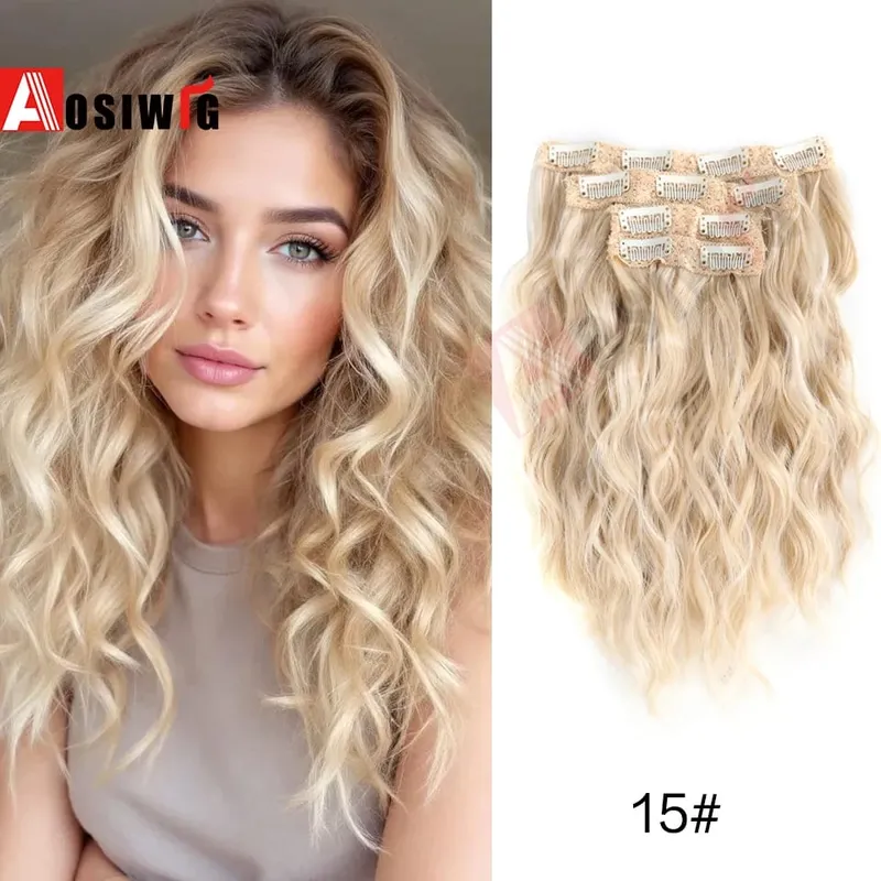 Synthetic 11 Clips Clips in Hair Extensions Long Curly Hairstyle Black Blonde Hairpieces Heat Resistant False Hair Daily Use — image 18