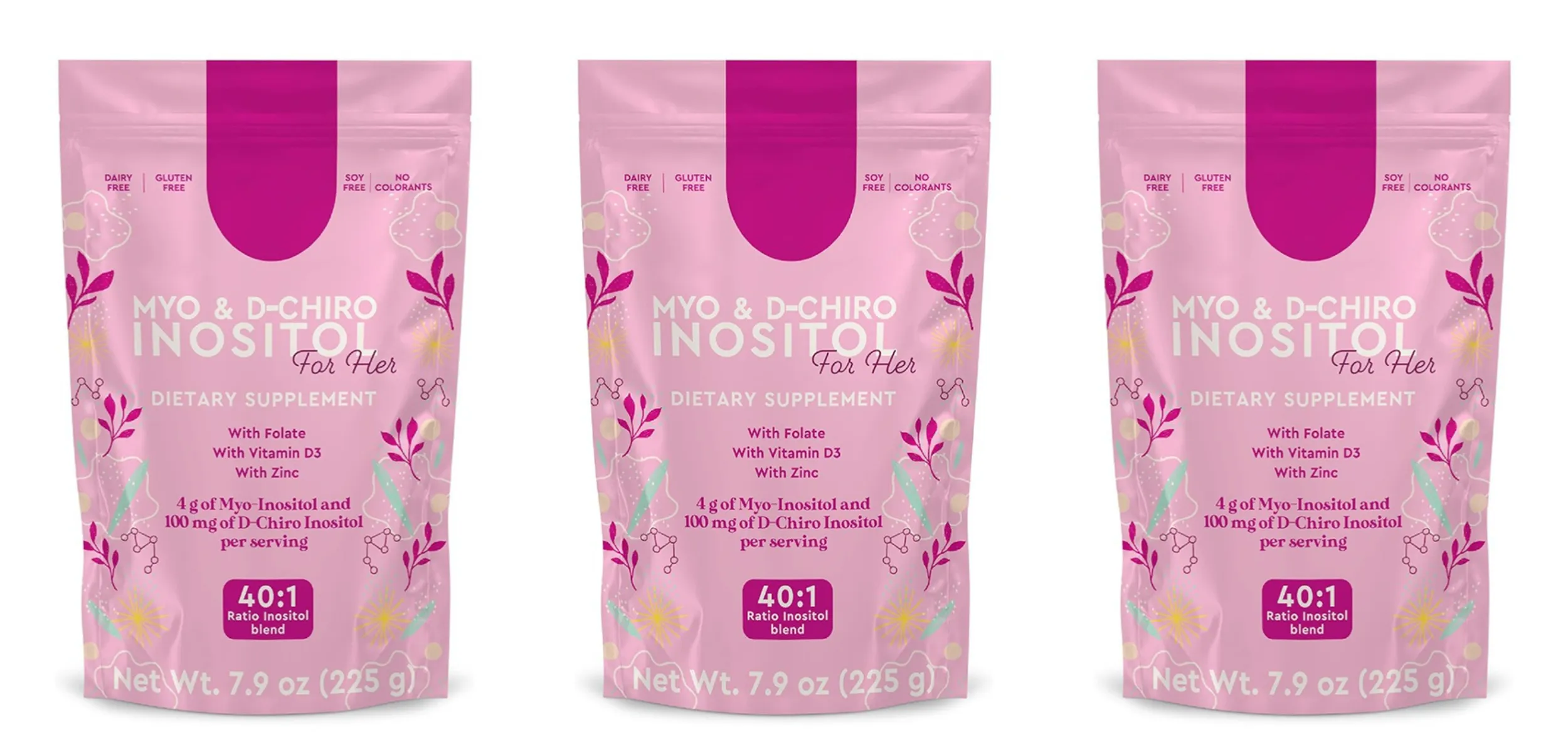 Myo Inositol & D-Chiro Inositol Powder 40:1 Ratio 225g 45 Servings with Folate Vitamin D3 and Zinc Daily Nutrition — image 9