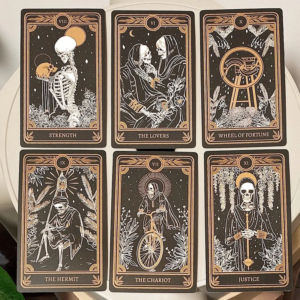The Marigold Tarot Deck 78pcs Cards Black & Gold Skull Art Tarot Cards Rider-Waite Inspired Divination Deck English Ver. — image 5