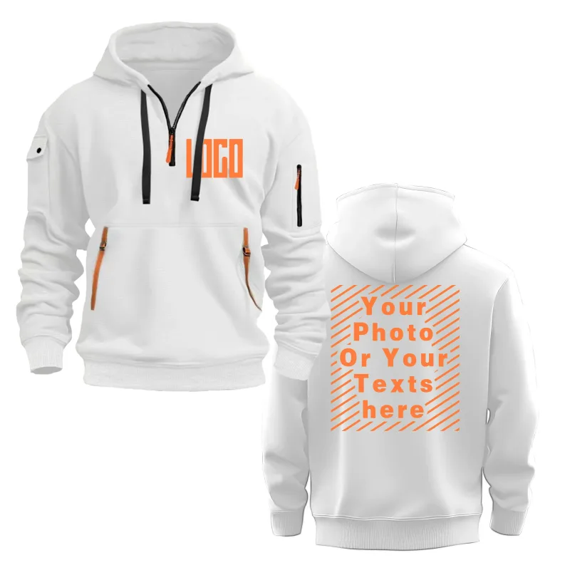 Men's and Women's Custom Printed Hoodies Loose Casual Sportswear Zippered Long-sleeved Hoodies with Pockets on the Sleeves