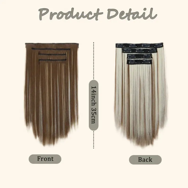 4pcs/Set Synthetic 14inch 11 Clips in Hair Extensions Straight Hairstyle Hairpieces Women Natural False Hair Extension Daily Use