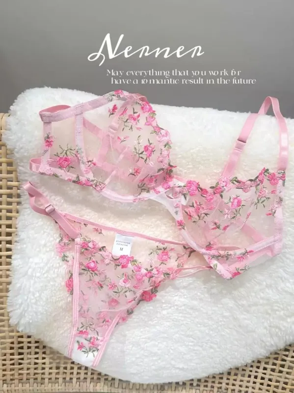 Sexy French Lingerie Set Floral Embroidery Sheer Mesh Bra with Soft Underwire Comfort Support for Large Bust CA S-XL MOYISU Bras