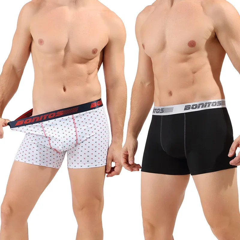 5pcs Men's Underpants Cotton Boxer Briefs Classic Men Panties BONITOS Letter Elastic Waistband Boxers Underwear For Man Shorts
