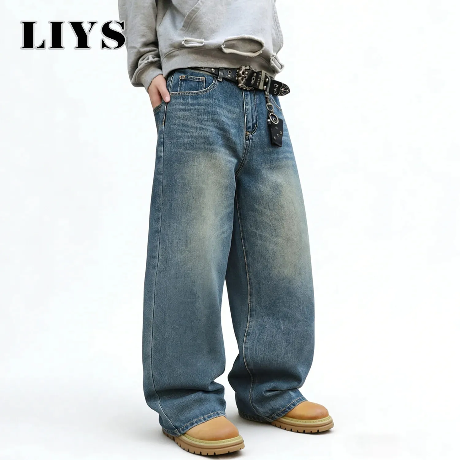 American Retro Men's Women's Ultra Baggy Wide Leg Jeans Four Seasons Street Oversized Fashion Denim Pants Unisex Clothes — image 6