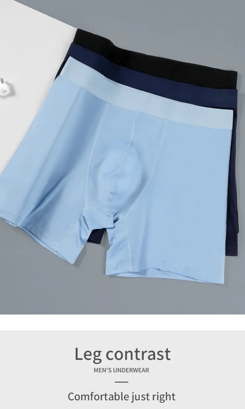 Panlalaking ice silk sports underwear panlalaki sa tag-araw na manipis na suot na binti tumatakbo makahinga malaking sukat pinalawig na pagsusuot ng crotch boxers