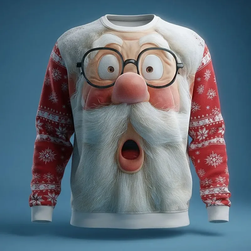 2025 Christmas Fall Winter Santa Claus Graphics Design Men's Casual Sweatshirts Crew Neck Pullover Long Sleeve Trendy Streetwear — image 4