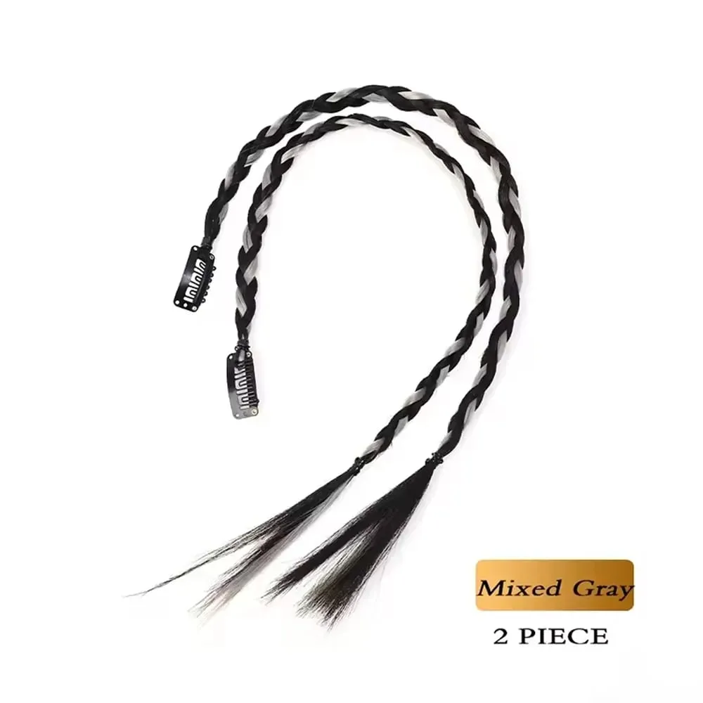 Synthetic 2pcs Braid Wig With Strong BB Clip Y2k Spice Girl Boxing Braid Ponytail Lightweight Box Braid Ponytail Piece for Women — image 8