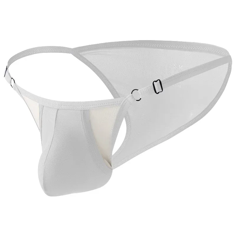 Slip en soie glacée pour hommes avec devant ouvert et taille réglable - Sous-vêtements respirants sexy d'été pour un ajustement confortable — image 25