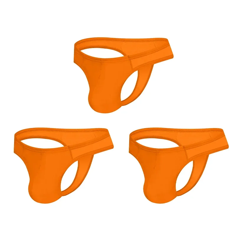 Men's Modal Thong Multi Colors Pack, ORLVS Logo Low Rise Bare Feel Underwear, High Elastic 3D Convex Pouch T-Back Briefs