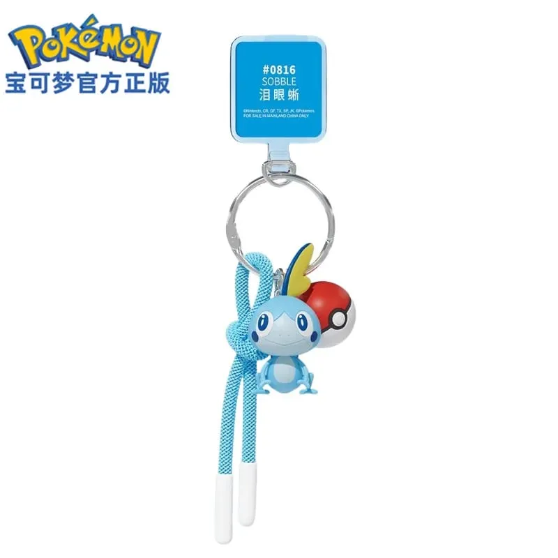 Genuine Pokemon Scorbunny Keychain Grookey Riolu Sobble Wobbuffet Cubone Anime Action Figure Toy Keyring Fragrance Pendant Gift