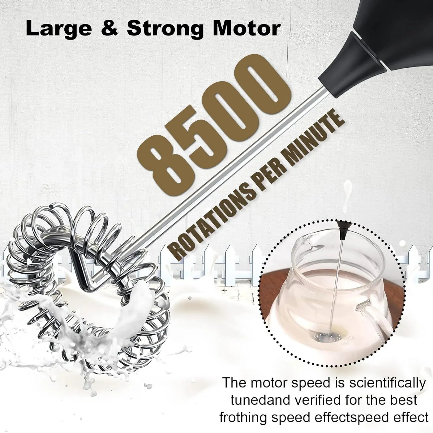 Milk Frother USB Rechargeable 3 Speeds Foam Maker Coffee Whisk Mixer Electric Handle Blender Egg Beater — image 8