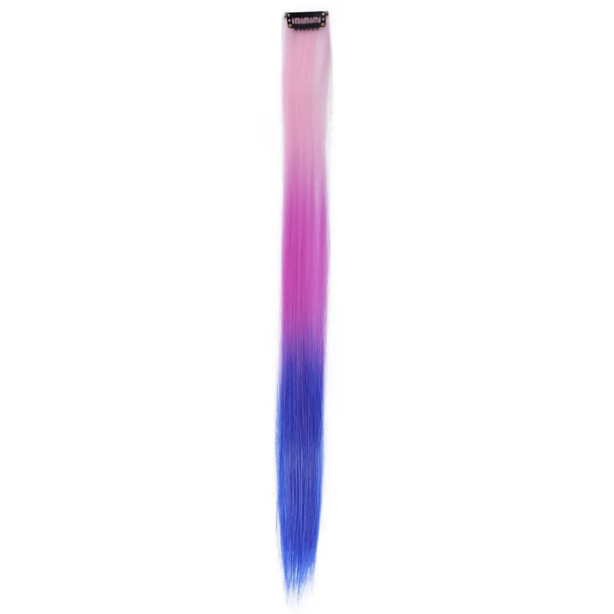 1Pcs Gradient Color Clip in Hair Extensions Party Highlights Wig Synthetic Straight Hairpiece for Girls Kids Christmas Party Use