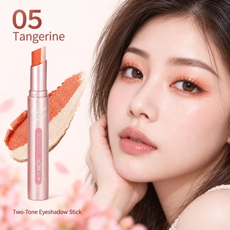 Two Tone Eyeshadow Stick Creamy Shimmer Eye Shadow Blendable Gradient Eye Makeup 6 Shades for Everyday and Party Looks
