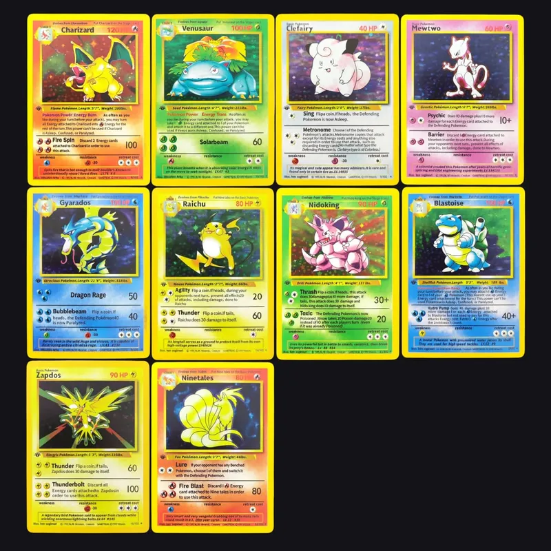 Proxy PKM English GAME 1ST EDITION Charizard Blastoise Venusaur Mewtwo Holo TCG Game Collection Card