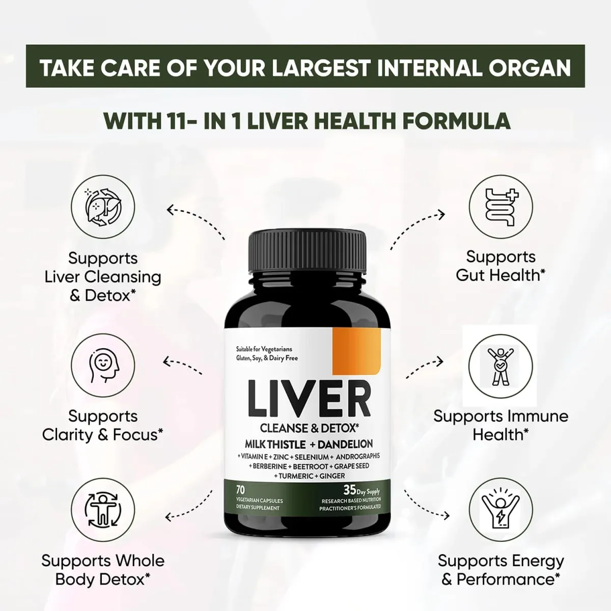 Liver Cleanse Support - Milk Thistle Supplement Herbal Liver Support for Digestion & Immune Health - Gluten-Free 70 Capsules