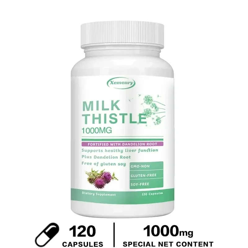 Liver Detox Cleanse - with Milk Thistle - Improves Liver Function Supports Fat Metabolism Antioxidant - 120 Capsules