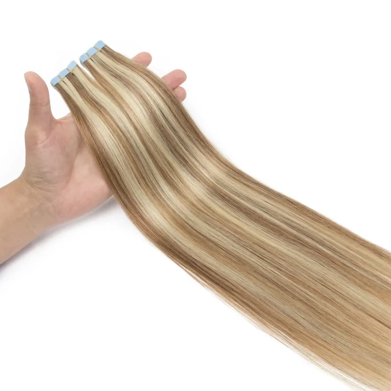 Mini Tape In Human Hair Extensions Skin Weft Machine Remy Natural Tape In Extensions 10pcs For Side Hair Tape On 12-24 Inch