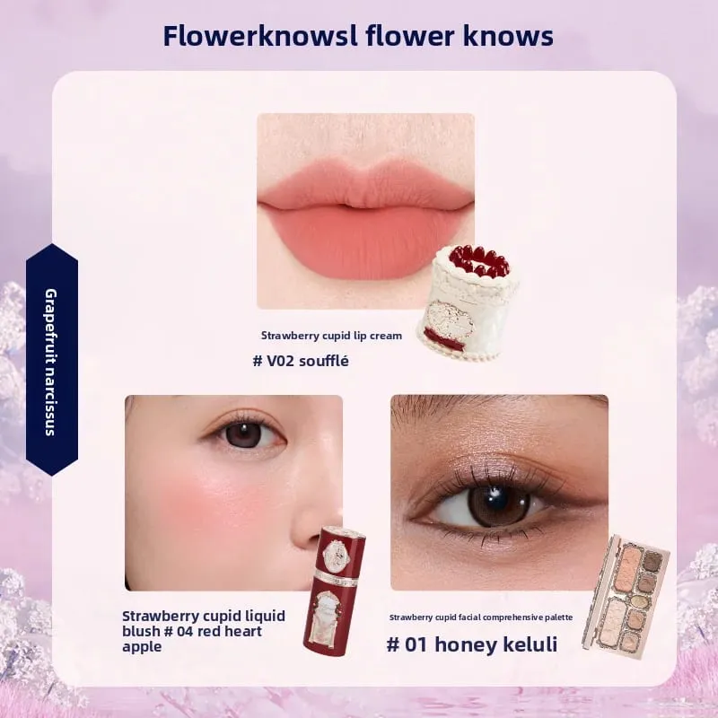 Flowerknows caixa de presente conjunto de maquiagem pequeno anjo caixa completa lábio esmalte blush concha jóias flor saber kit de presente de aniversário