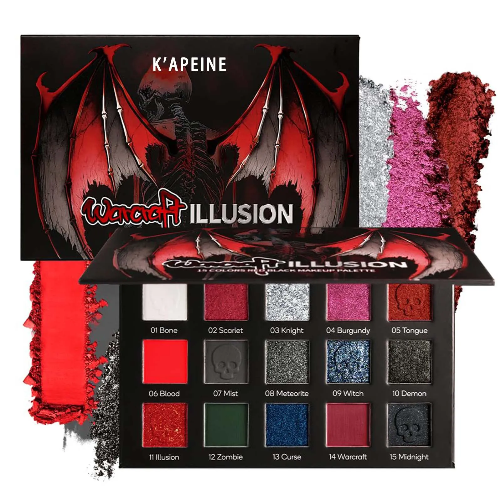 Gothic Eyeshadow Palette 15 Colors & Black Lipstick - Dark Romantic Smoky Eye Vampire Halloween Makeup Matte Shimmer Dark Lip