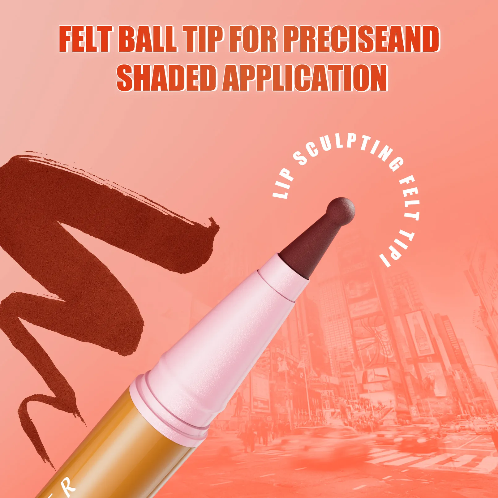 Longwear Liquid Lip Liner Waterproof 24 Hour Long Lasting Lip Liner Stain Marker Pen 2-in-1 Matte Semi Permanent Lipliner