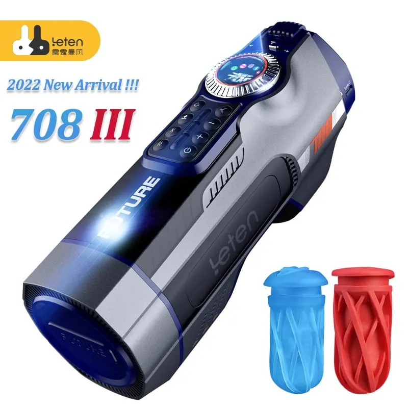Leten 708-III Quiet Vibrator ความร้อน Moaning USB ชาร์จอัตโนมัติ Telescopic ชายสำเร็จความใคร่ช่องคลอดหีเพศของเล่นสำหรับผู้ชาย
