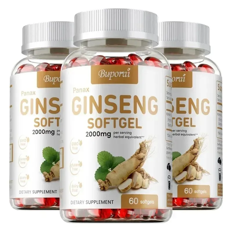 Panax Ginseng Capsules Ginseng Root Extract Supports Energy Strength Vigor Performance in Women and Men