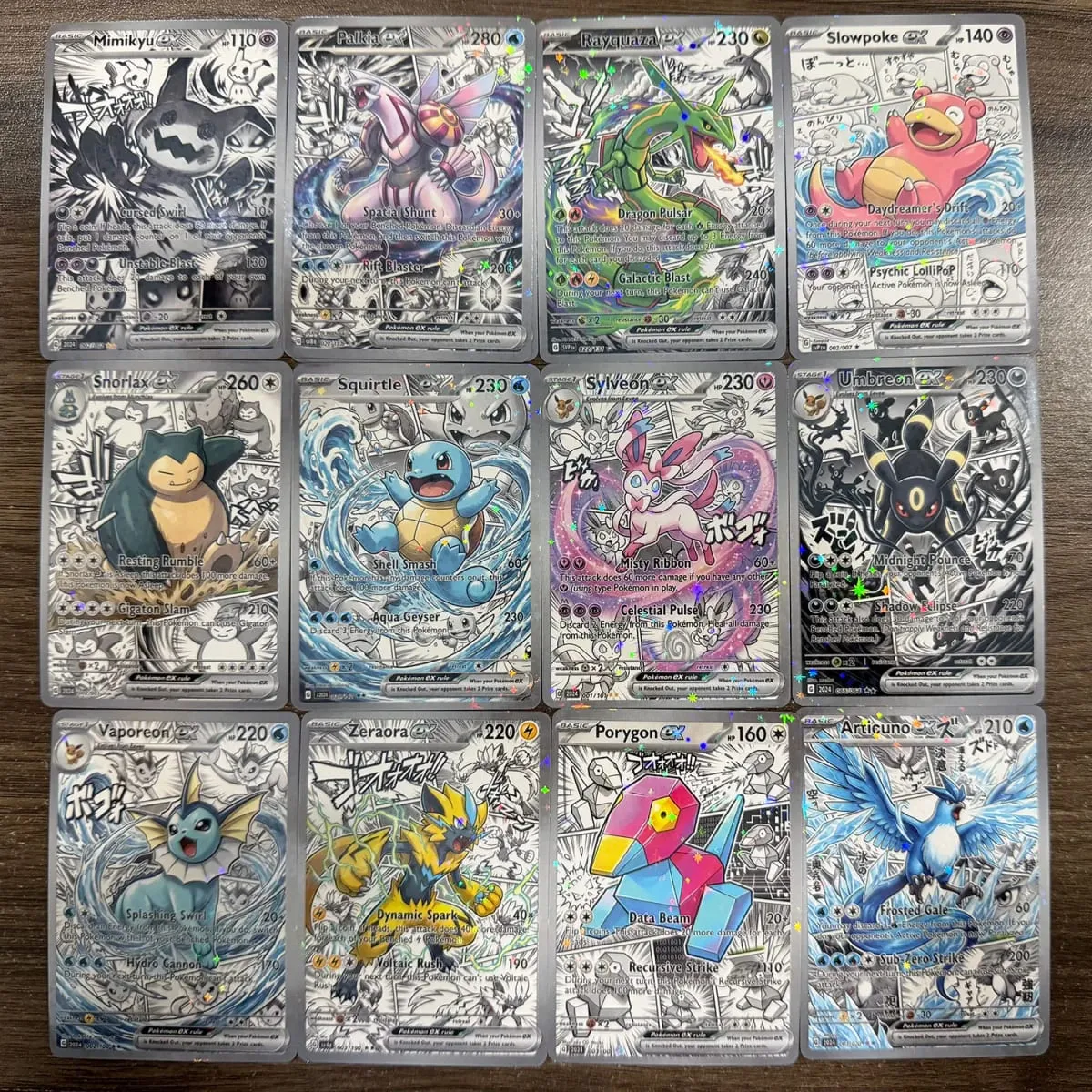 Shiny 60Pcs Pokediy Comic Style Custom Pokemon Ex Cards Manga Anime Version Classical Collection Eevee Charizard Mega Kids Gift
