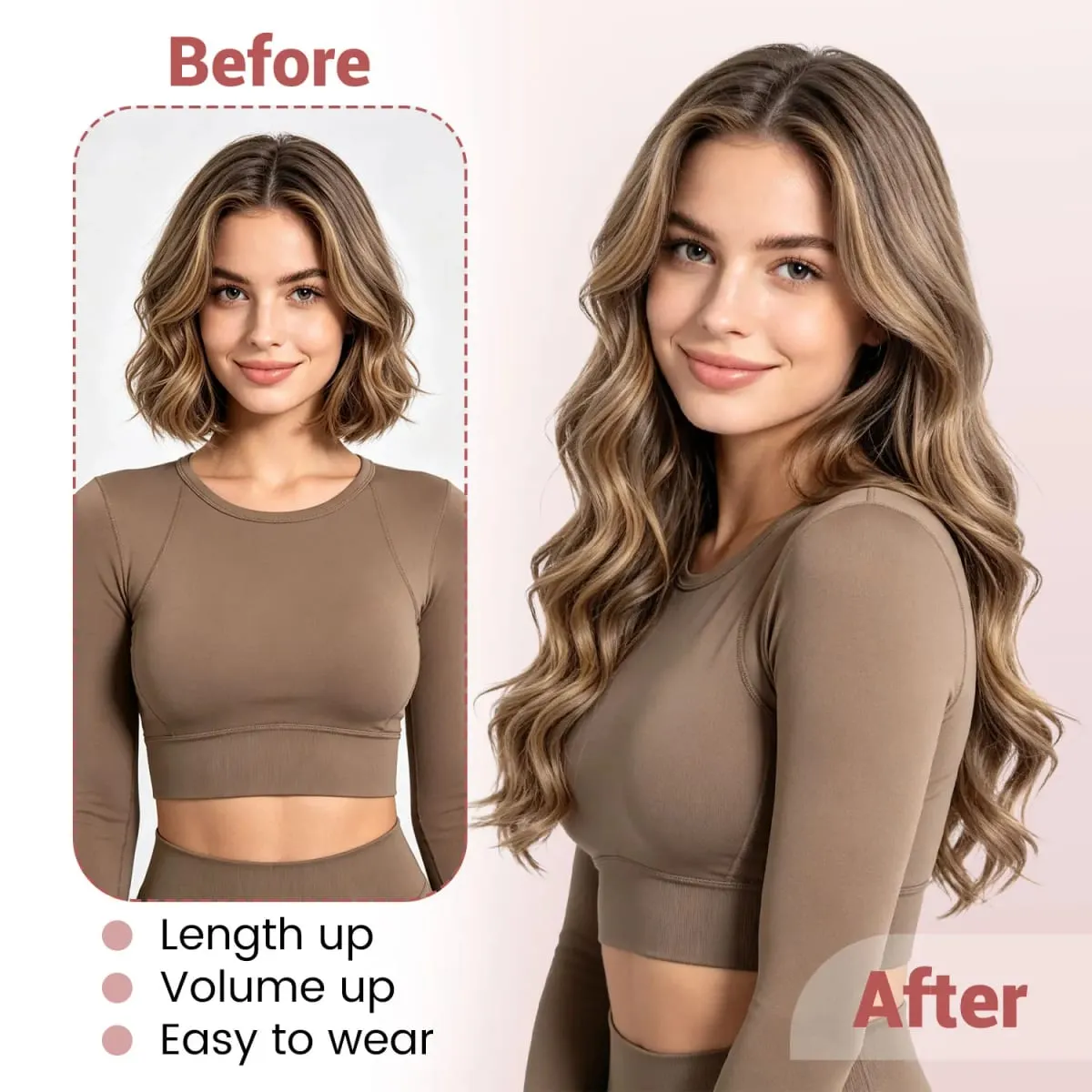 Synthetic clip in hair extensions 5 clips in one piece high temperature fiber wavy hairpieces for women daily party holiday