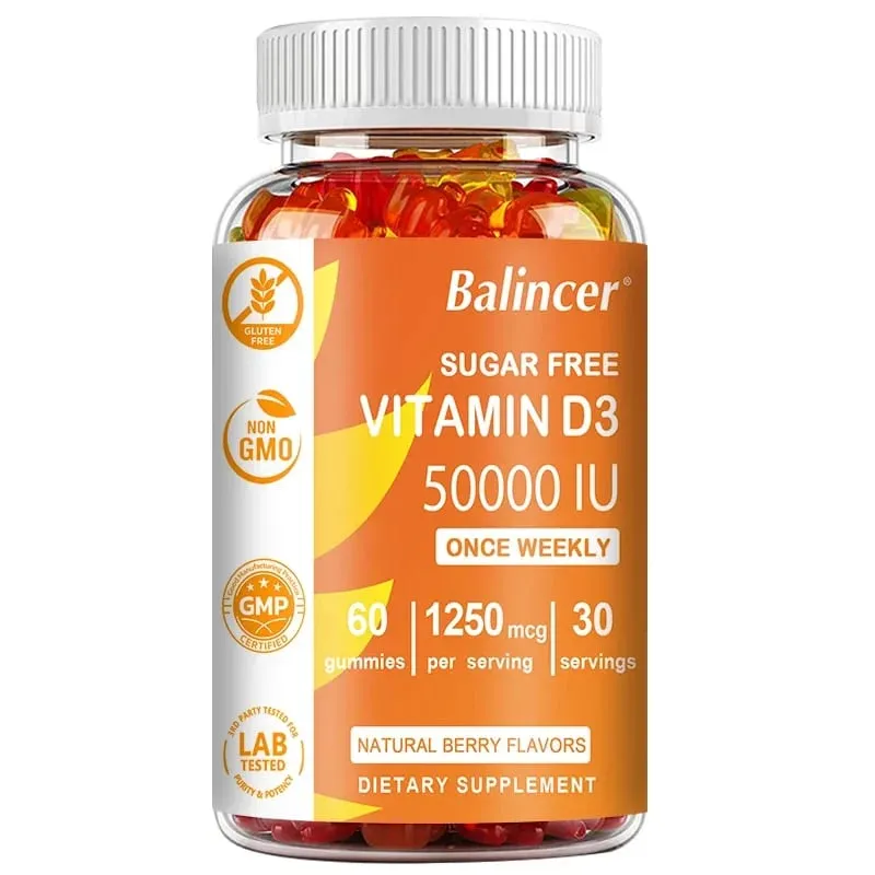 High Potency Vitamin D3 50 000 IU - Immune Support Bone Teeth Heart and Nerve Health Antioxidant - Gluten-Free Non-GMO