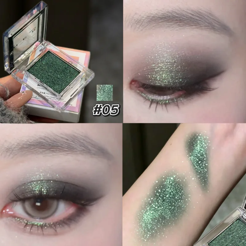 Monochrome Blue Metallic Eyeshadow Diamond Glitter Green Eye Shadow Highlighter Palette Sparkling Pearlescent Purple Eyes Makeup
