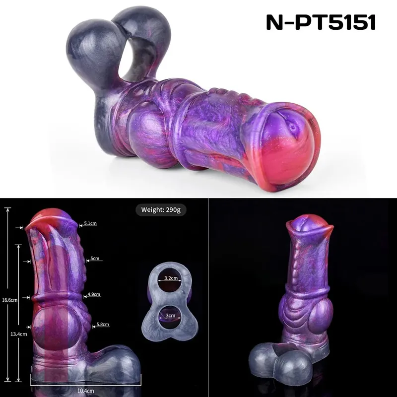 Multi-type Open-ended Fantasy Hollow Dildo Silicone Cock Sheath Male Penis Sleeve With Anti-drop Ring Adult Sex Toys 18+ — image 12
