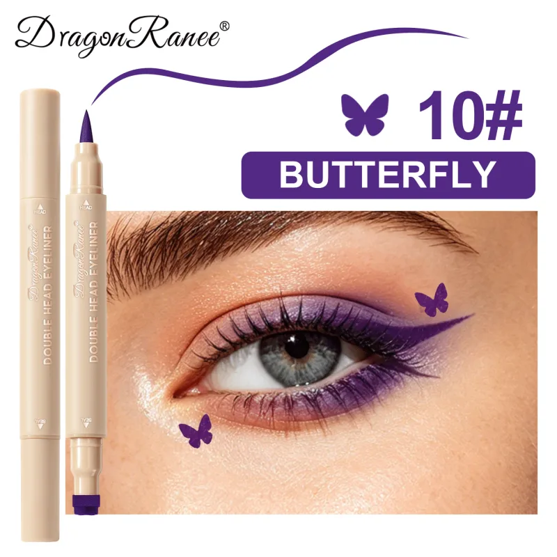 Double Head Eyeliner Stamp Waterproof Colorful Eyeliner With Heart/Star/Butterfly/Triangle Liquid Liner Seal Decorative Makeup