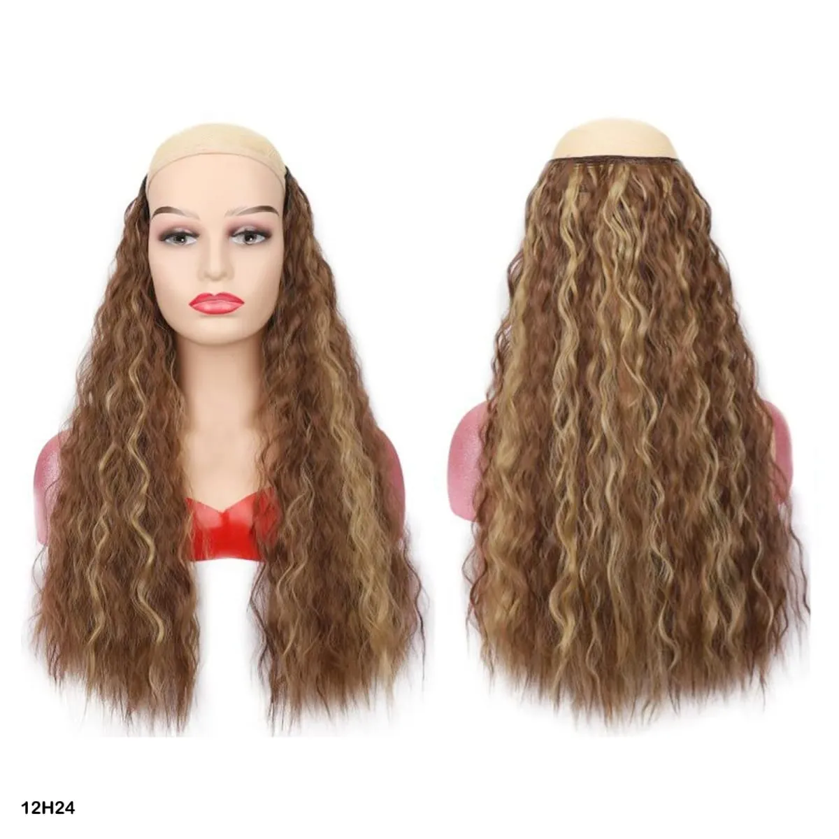 Synthetic Curly Hair Extensions Clip in One Piece 4Clips Deep Wave Long Hairpieces for Women Daily Use Party Hair Accessory
