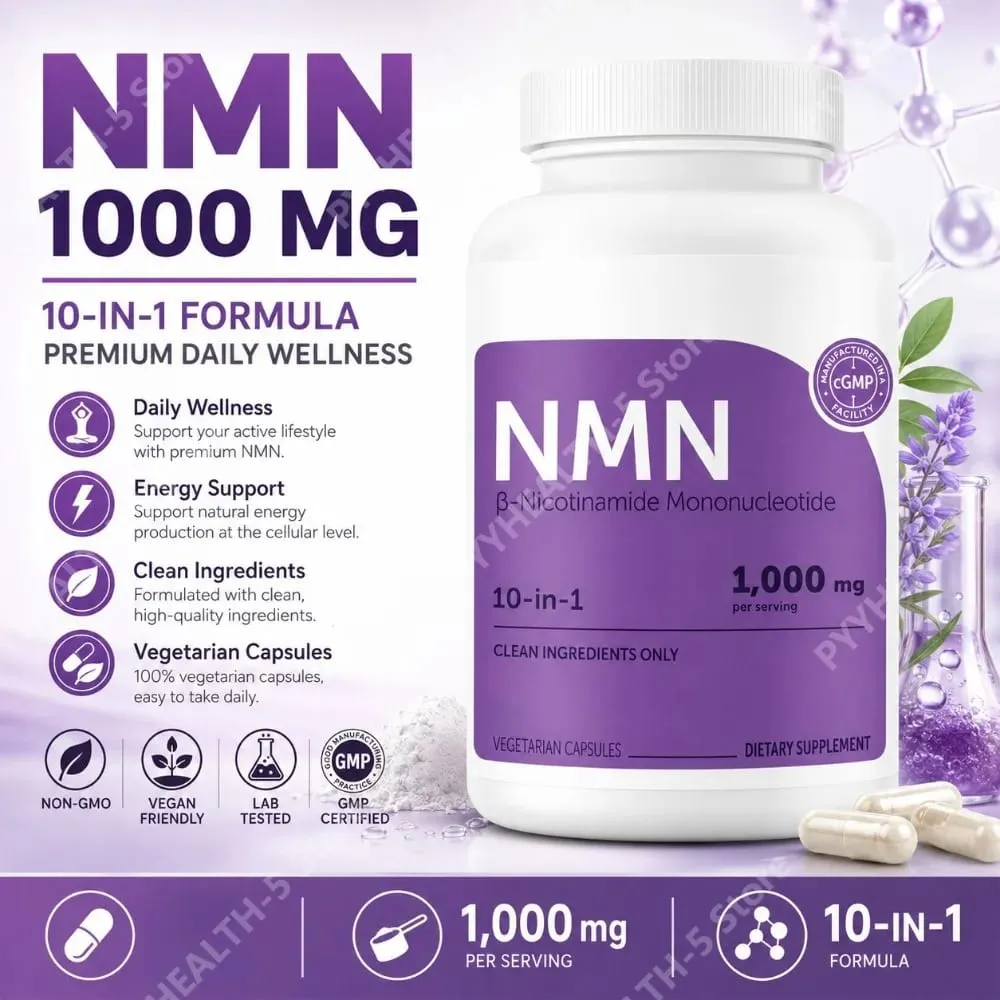 NMN Complex 1000mg Per Serving 10-in-1 NAD+ Precursor with Resveratrol CoQ10 120 Vegetarian Capsules Daily Support