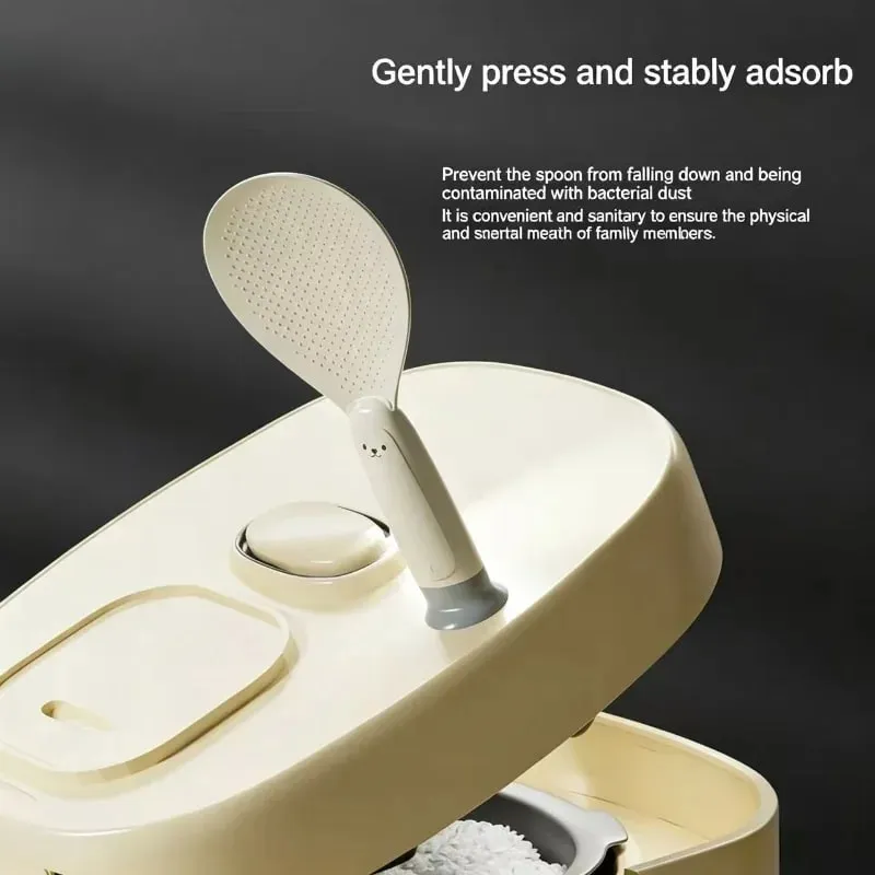 1 Piece Suction Cup Standing Rice Spoon Non‑Stick Heat‑Resistant Self‑Stand Rice Paddle for Rice Cooker Serving Cooking