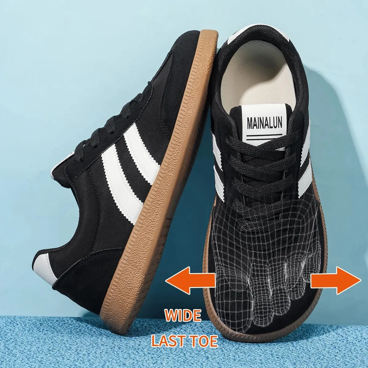 Men's Wide Width Sneakers - Large Size PU Upper & PVC Sole Low-Top Shoes Suitable for Indoor/Outdoor Work Travel Ca