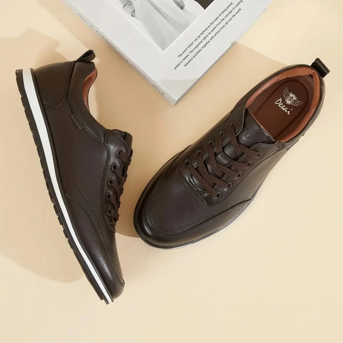 Desai Men's 2026 Autumn PU Leather Running Shoes Lace-up Non-slip Thick Sole Lightweight Walking Men's Sneakers And Casual Shoes — image 5