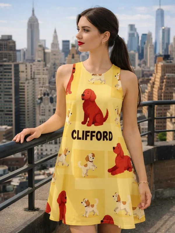 Womens Floral Sleeveless A Line Mini Dress Round Neck Summer Day Dress for Travel Resort Patio and Everyday Wear Elegance