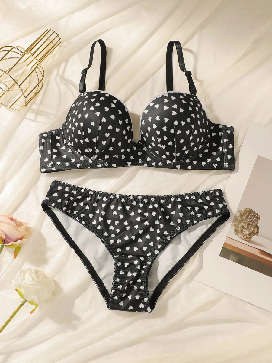 Sexy Lingerie Set Push Up Bra with Steel Ring Printed Panty Set for Women Daily Wear Comfort Bra Underwear Fashion Lingerie