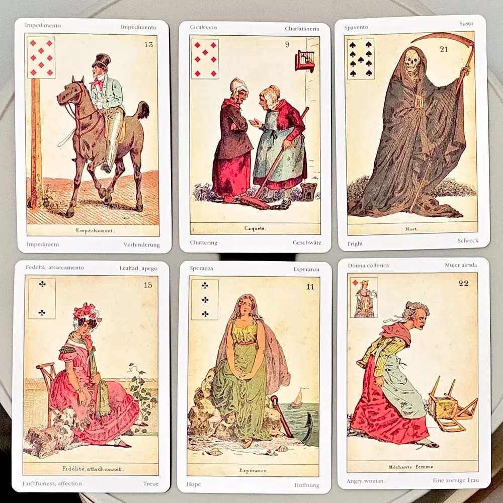 Sibilla Indovina Oracle Cards 10,5 * 6 cm Vintage 52 cartes Divination Deck - Style victorien multilingue
