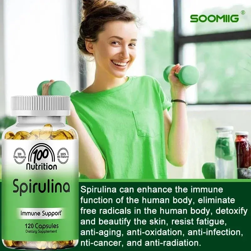 Spirulina Softgels Organic Superfood Algae - Supports Cardiovascular and Immune System Health Powerful Antioxidant — image 6